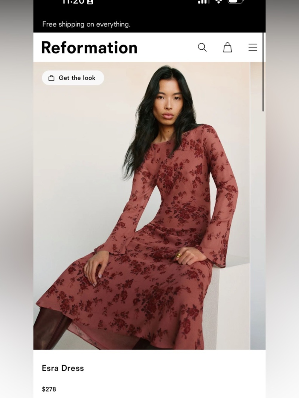Reformation Long Sleeve Floral Dress